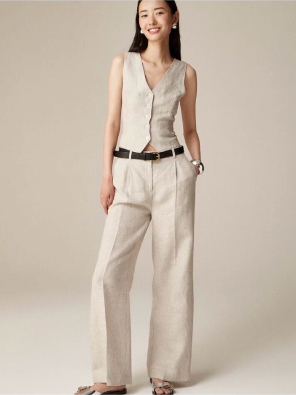 NWT J.Crew Essential Wide Leg Pant in Linen Flax size 6 Beige Neutral